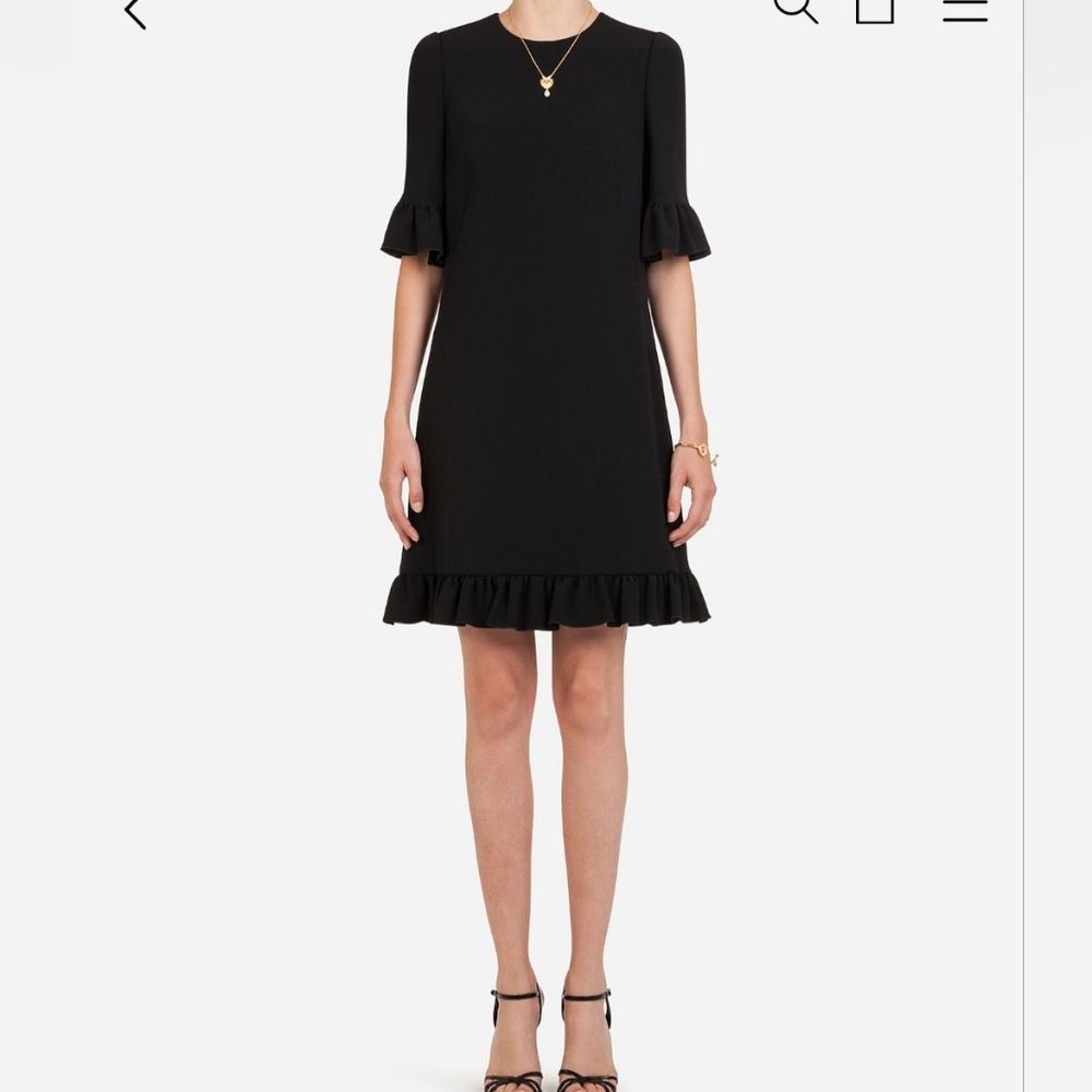 Dolce & Gabbana Black  Cady Dress With Ruche Detailing Size 42 NWT